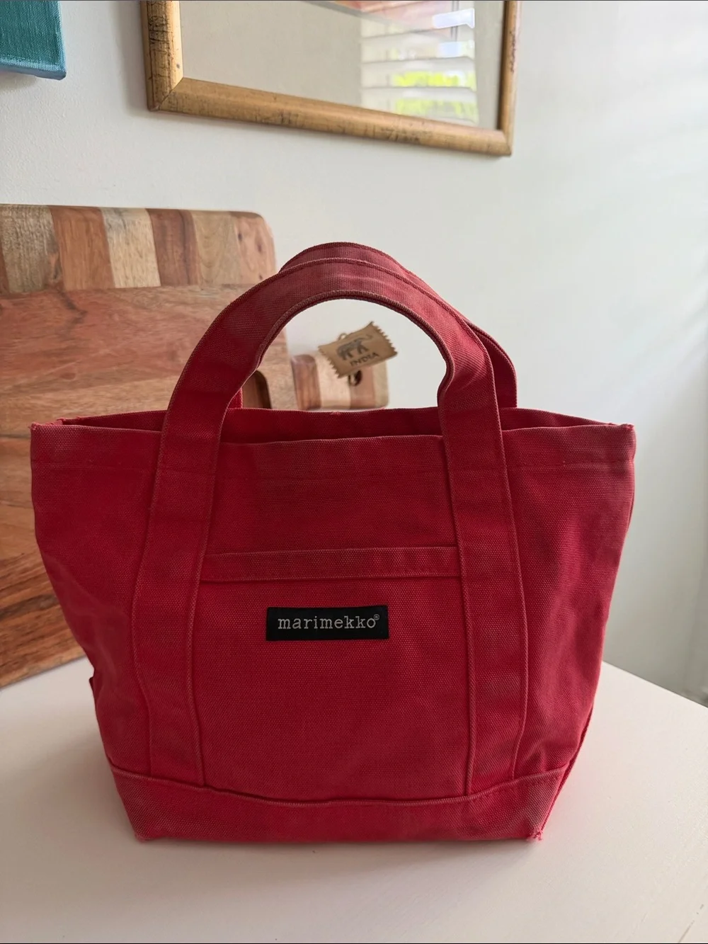 Marimekko Red Canvas Vintage Mini Tote AS IS